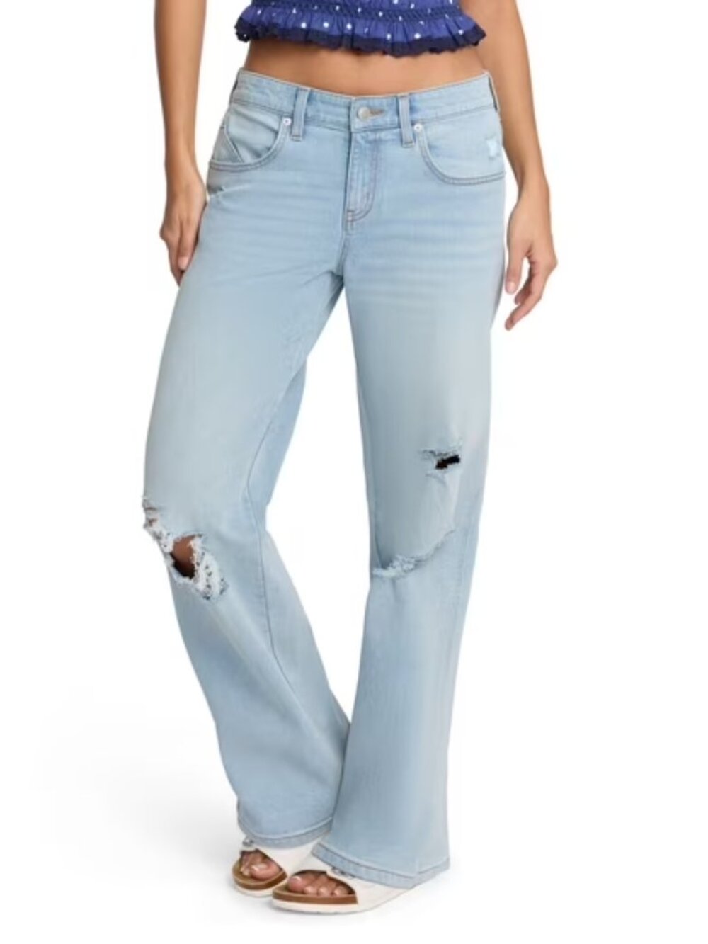 Boyfriend Jeans 18 Millie Bobby Brown Relaxed Distressed Ripped Light Wide Leg